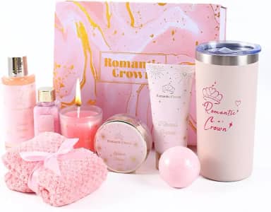 Romantic Crown Kit Presente Feminino, Presentes para Mãe, Esposa, Avó, Filha, Namorada, Sogra, Irmã, Dia das Mães, Natal, Aniversário, Conjunto Cesta para Presente SPA Aromaterapia Banho