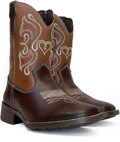 Bota Infantil Texana Feminina em Couro Country Rodeio Vaquejada