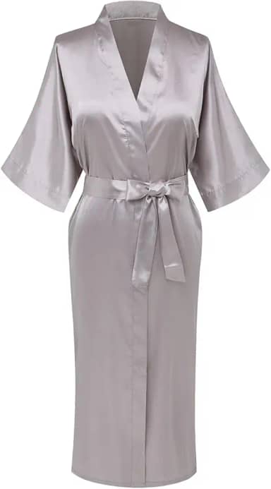 Roupão de banho feminino de cetim longo sedoso para madrinha de casamento, festa de casamento, prepare-se