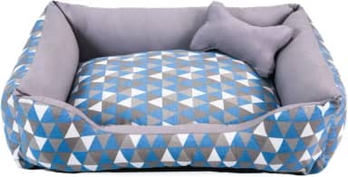 Cama para Cachorro Médio 60X50 Com Zíper Estampa Geométrico Turquesa Cinza