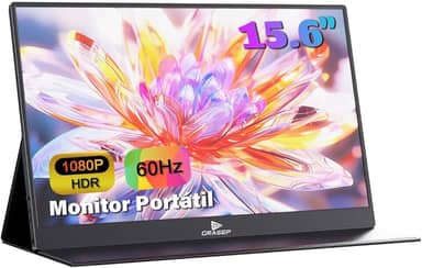 GRASEP Monitor Portátil 15,6 Polegadas para Notebook – Extensor de Tela Portátil Full HD 1920x1080, HDR10, 250 cd/m², 72% NTSC, Som Estéreo Duplo, Conexão por Fio para Multitarefa e Entretenimento