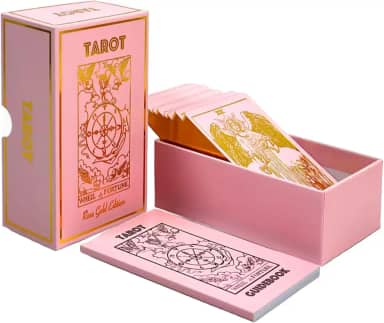 Tarô e guia de ouro rosa | Design clássico de tarô e folha dourada