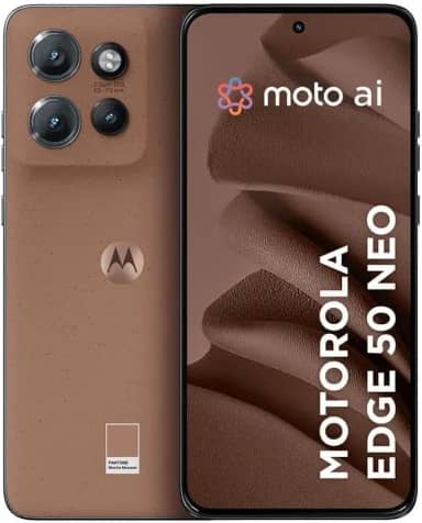 Smartphone Motorola Edge 50 Neo 5G - 256GB 16GB (8GB RAM+8GB Ram Boost) 50MP Sony Camera Moto AI Ultrarresistencia militar Mocha Mousse - Vegan Leather