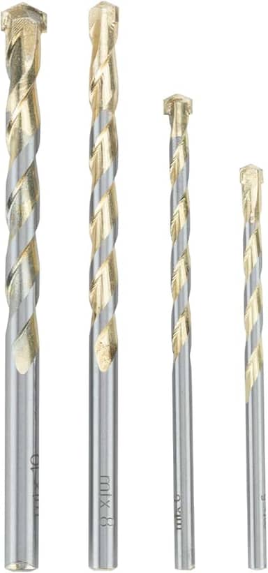MTX Jogo de Brocas para Concreto Golden Line, 4 Peças (5-6-8-10mm), Liga Dura VK8, Perfuração com Impacto - Para Concreto e Tijolo