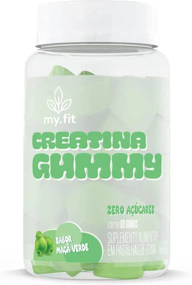 Creatina Gummy, Sabor Maça Verde (60 Gomas) 3g de Creatina por Dose, Zero Açúcar - My Fit