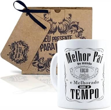 Generico Caneca Branca Edio Especial "Melhor Pai do Mundo", Embalagem Presente, Ceramica, Caneca, 325 Milliliters, Casa, Bebidas Quentes, Frias