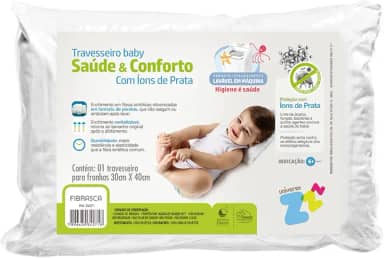 Travesseiro Íons de Prata Baby Lavável Revestimento Fibrasca Branco 30x40 cm