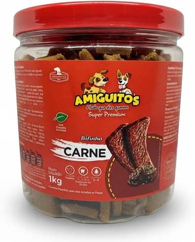 Petisco Para Cães Todas as Raças 1kg Amiguitos Pet Bifinho Premium (1kg, Carne)