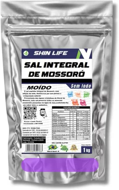 Sal Marinho Integral Sem Iodo 1Kg 100% Moído Mosoro
