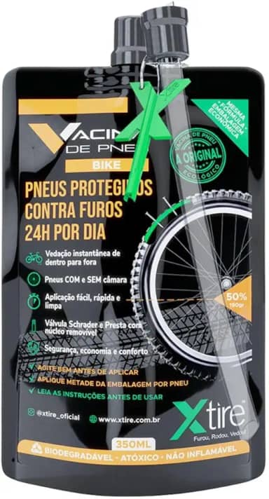 Vacina de Pneu Bike Xtire Selante de Pneu Para Bicicletas Mtb Passeio 350ml Aplicação para 2 Pneus