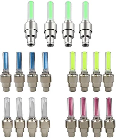 BlueSunshine 20 peças de luz de LED para tampa de válvula de roda de pneu flash para carro bicicleta bicicleta motocicleta pneu de luz (4 vermelho, 4 amarelo, 4 azul, 4 verde, 4 colorido)