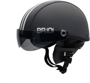 Capacete Coquinho Scooter Elétrica Bike Skate Patinete Br101 Premium Grafite Viseira Fume (P - VESTE 55/56)