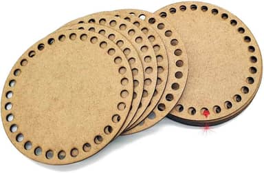 05 Peças para Base de Crochê Fio de Malha MDF 15cm