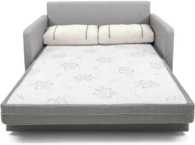 Sofá-cama Herval Aurora, com Colchão de Casal, 2 Lugares, Linho Chumbo