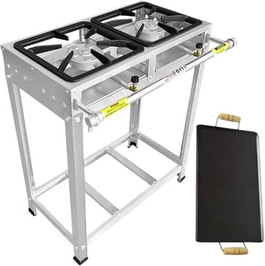 Fogão Industrial 2 Bocas, Alta Pressão, Inox, Queimadores Caulim 125mm (Inlcui Chapa 60x30)