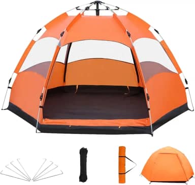 Barraca Pop-Up Automática 4-6 Pessoas, Impermeável, Grande Espaço 270x240x150cm, Montagem Rápida, Proteção UV e Insetos, Inclúi Estacas