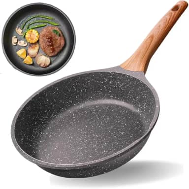 Frigideira Antiaderente Revestimento Cerâmica - Fogão Indução Gás Elétrico Cooktop Grande Com Cabo Durável Não Gruda (26 CM)