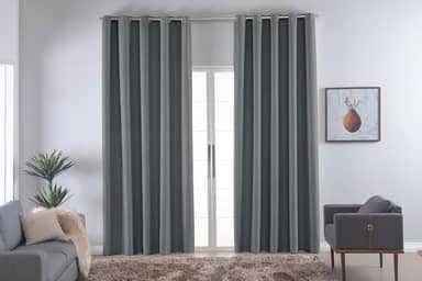 Cortina Blackout Térmica Vários Tamanhos com Ilhós Cromado | Anti Luz e Frio | Tecido Grosso para Quarto e Sala | Instalação Simples | Elegante e Funcional (Cinza, 3,00m x 2,80m)
