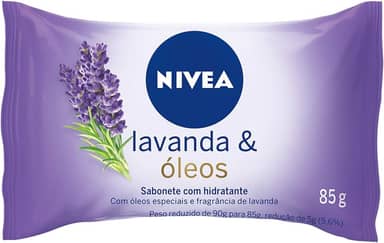 NIVEA Sabonete em Barra Lavanda & Óleos 85g - Limpa e cuida da pele, com óleos vegetais, fragrância intensa, espuma cremosa, hidratação e maciez