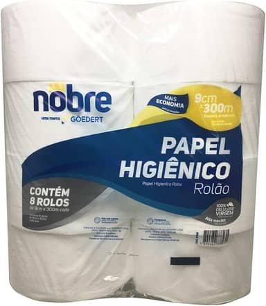 Papel Higiênico Rolão ? 9cm x 300m c/ 8unid - celulose virgem? Nobre