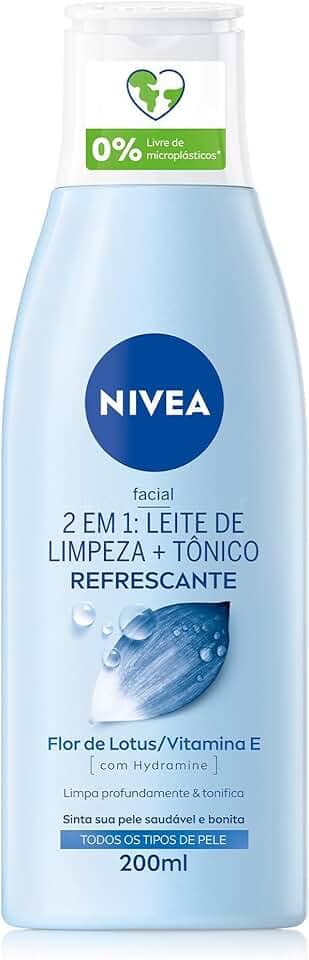 NIVEA Loção 2 em 1 200ml - Leite de Limpeza e Tônico - Remove as impurezas, inclusive resíduos de maquiagem e poluição, tonifica profundamente e deixa a pele mais saudável - Cuidado facial