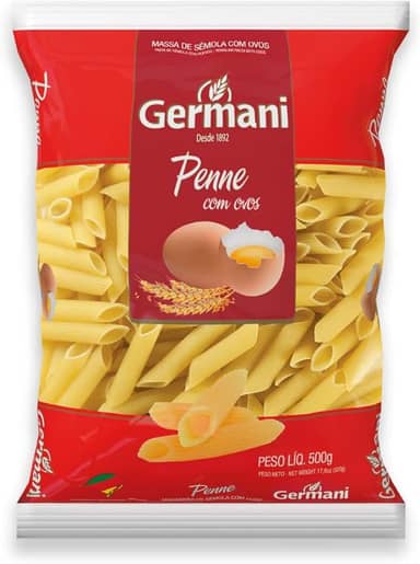 Macarrão Penne Com Ovos Germani 500G, Germani Alimentos, Massa Penne De Sêmola Com Ovos Pasta All Uovo, Vermelho, Experiência Gastronômica Saborosa, Receita Caseira Desde 1892