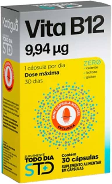 Katiguá, Vitamina B12, Dose Máxima, STD, Sem sabor, 30 Cápsulas Softgel • 30 doses, Amarelo