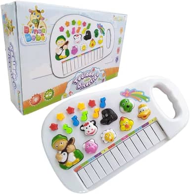 Pianinho Teclado Musical Infantil Som Luz Fazendinha Animais