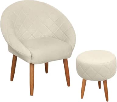 Poltrona com puff para sala de estar recepção resistente confortavel MOBLAN decor (BEGE)