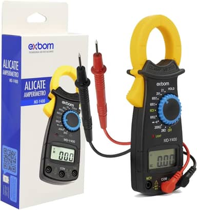 Alicate Amperímetro Digital Exbom MD‑Y400 – True RMS, LCD Grande, Bip de Continuidade, Auto Range e Medição AC/DC até 200 A