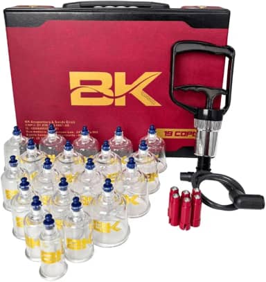 KIT Ventosaterapia 19 Copos com Pistola de Sucção BK PLUS - Conjunto Completo para Ventosaterapia