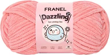 Fio de chenille, 1 pacote com fio brilhante rosa e laranja deslumbrante de 4,5 mm de espessura, 100% poliéster, macio, fofo, perfeito para crochê e tricô. Ótimo para bonecas de pelúcia, bolsas e