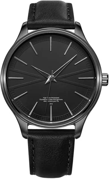 Relógio Masculino Preto com Pulseira de Couro Prova D´água de Luxo Casual Importado Quartz Básico Redondo Minimalista
