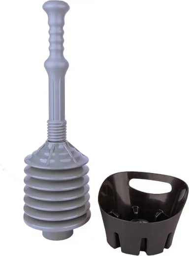 JS Jackson Supplies Desentupidor de sanita acordeão de fole cinza com bandeja de armazenamento preta