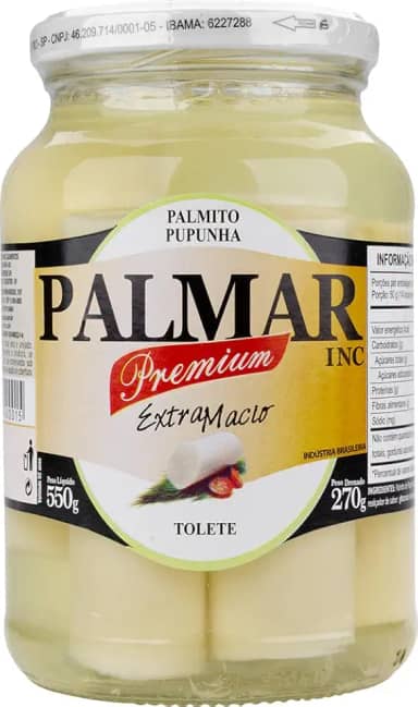 Palmito de Pupunha Tolete Inteiro 270 gr - PALMAR