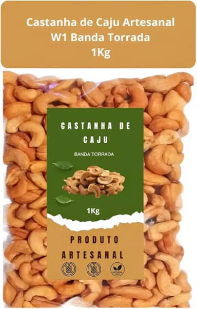 Castanhas De Caju Torradas Em Bandas 1kg Sem Sal - Mn Plus