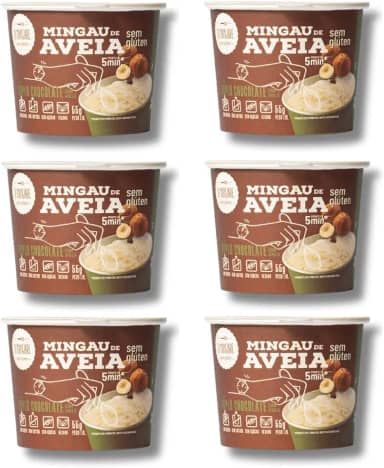 Mingau de Aveia Duplo Chocolate Com Avelã, Sem Açúcar Sem Glúten, Sem Leite e Vegano - 06 UNIDADES (pronto em 05 minutos)