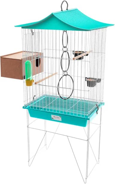 Viveiro Gaiola Calopsita Epóxi Agapornis Aves com Ninho Criadeira Acessórios Vivo Pet (Verde)