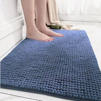 Tapete Banheiro Bolinha Antiderrapante Absorvente Super Macio (Azul)