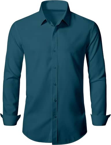 Camisa social masculina elástica slim fit formal manga longa abotoada