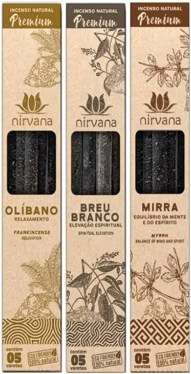 Incenso Natural Nirvana Premium - Kit 3 Resinas Sagradas