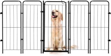 Cercado Cachorro Caes Grande Portao + 4 Modulos 200x98cm Cor:Preto