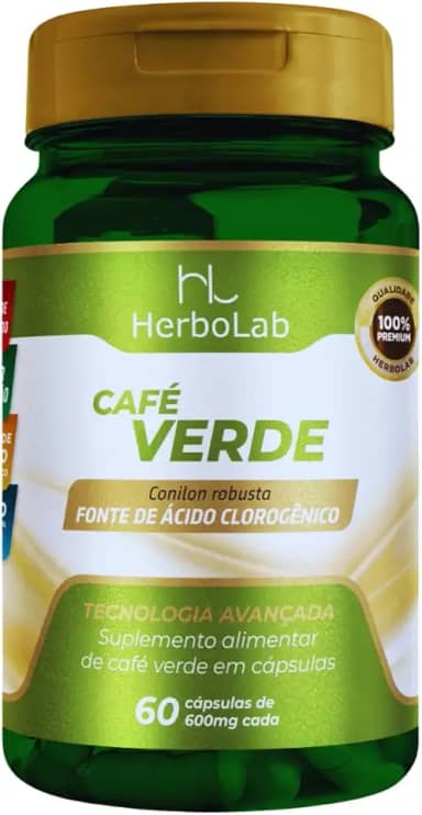 Café Verde 60 Cápsulas Herbolab – 500mg por Cápsula, Alta Concentração, Termogênico Natural, Energia e Bem-Estar, Uso Adulto.