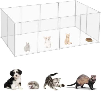 Cercadinho Cachorro,147 * 74 * 47cm Casinha para Cães e Gatos,Estendido Ajustável Cercadinhos para Animais,Resistente,Leve Fácil de Limpar,Adequado para uso Interno,Como Gatos,Cães,Hamsters,etc.
