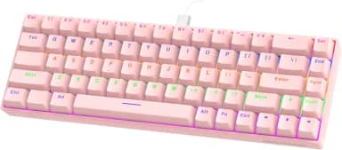 GOKOCO Teclado Mecânico com Fio 65% A1802, Gamer Switch Vermelho 68 Teclas, Iluminação RGB com 17 Modos, Hot-Swap, Teclas Anti-Ghosting Rosa Pink