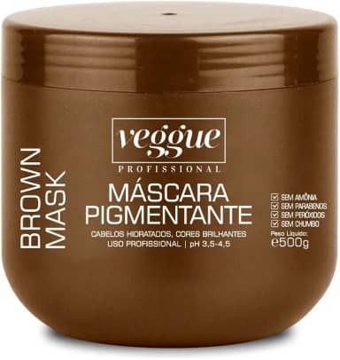 Máscara Capilar Tonalizante Castanho e Iluminado Veggue Profissional 500g