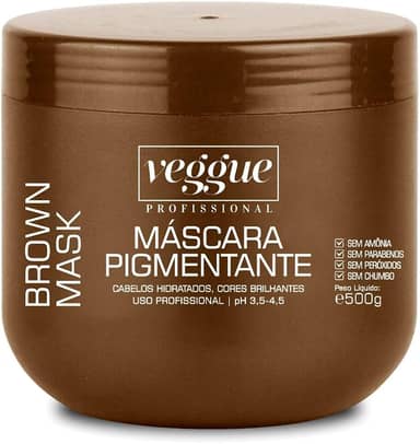 Máscara Capilar Tonalizante Castanho e Iluminado Veggue Profissional 500g