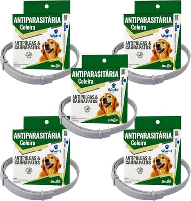 Kit 5 Coleiras Dugs Antipulgas e Carrapatos para Cães 17g com 56cm - World Veterinária