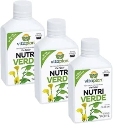 Kit 3 Fertilizante Líquido Concentrado Nutriverde NPK 06-06-08 Para Folhas e Folhagens Adubo Mineral 140ml Vitaplan
