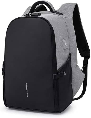 BANGE Mochila Antifurto Impermeável Para Notebooks de Até 15.6 Polegadas e Tablets Possui Cadeado de Código e Trava Acabamento Resistente Qualidade Premium - Preta e Cinza